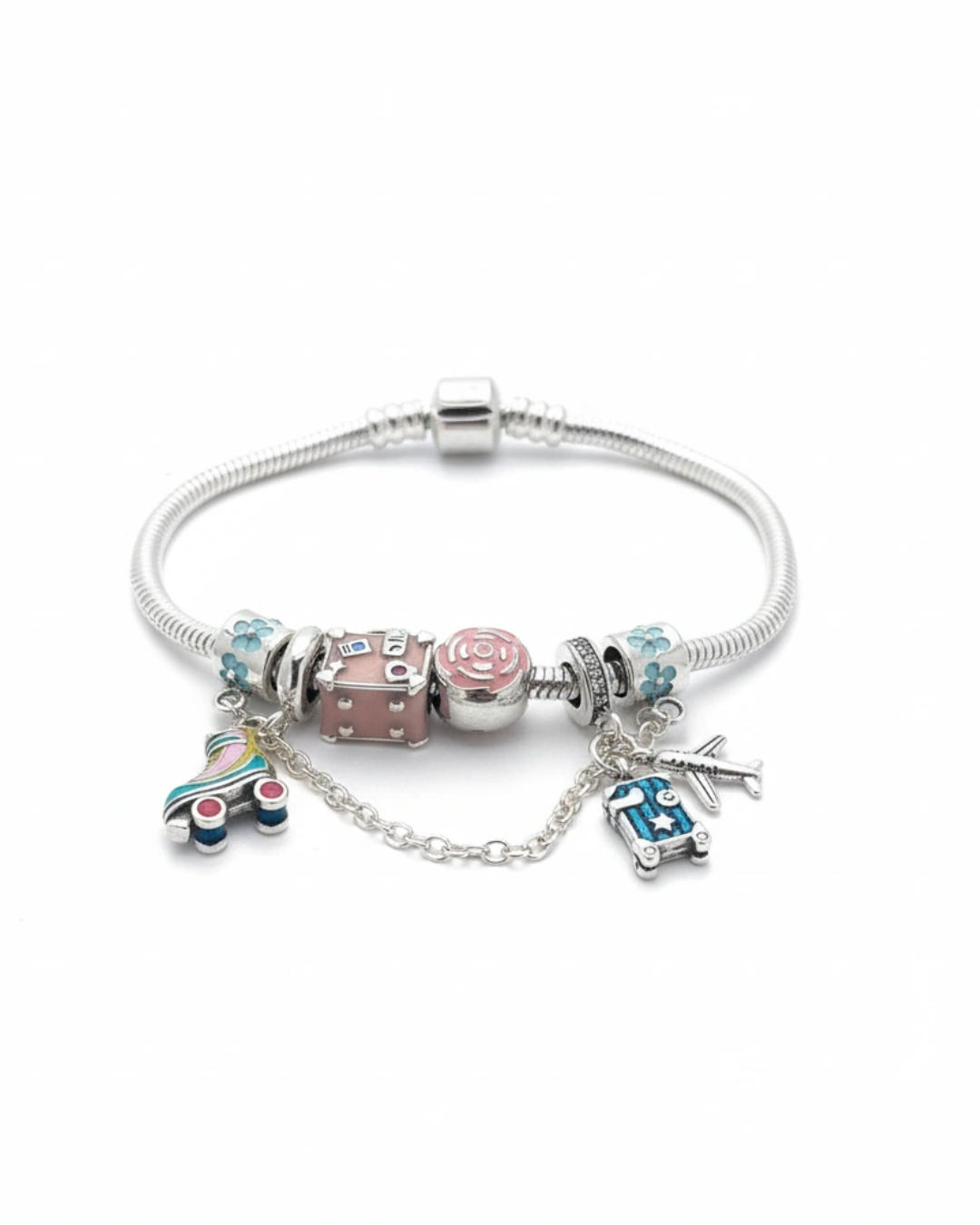 CHARM CARRO BEBÉ ROSA PLATA DE LEY