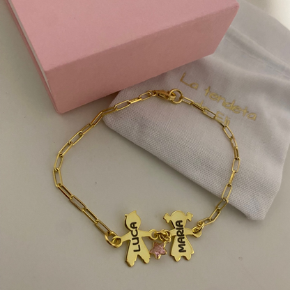 PULSERA NIÑOS PLATA DE LEY BAÑO ORO