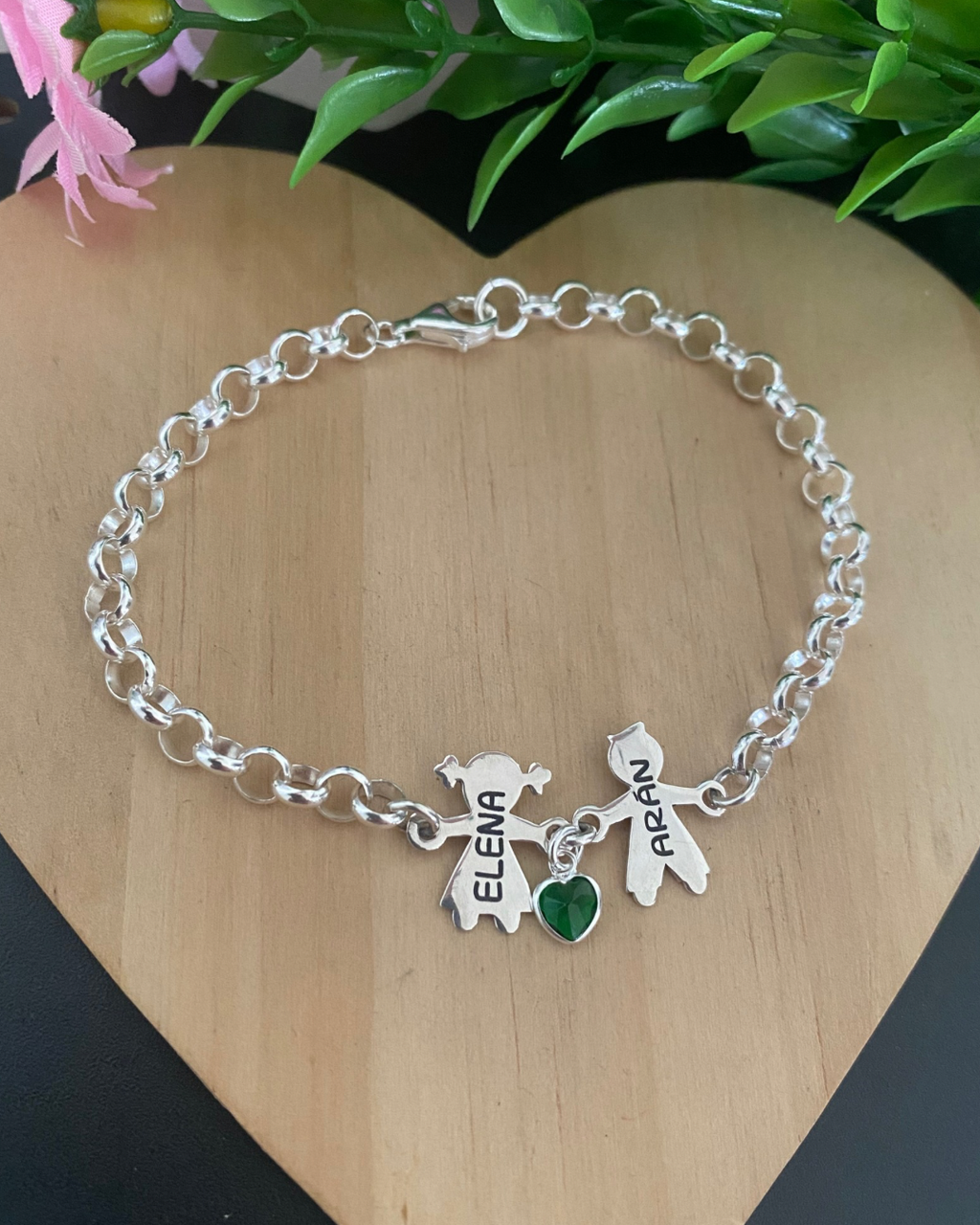 PULSERA MAMÁ NIÑOS PLATA DE LEY
