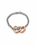 PULSERA ACERO CORAZON ROSA