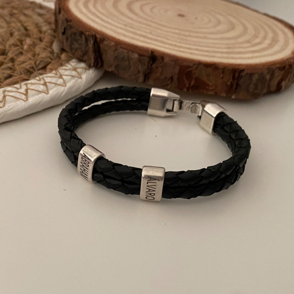 PULSERA CUERO REDONDO ACERO INOXIDABLE