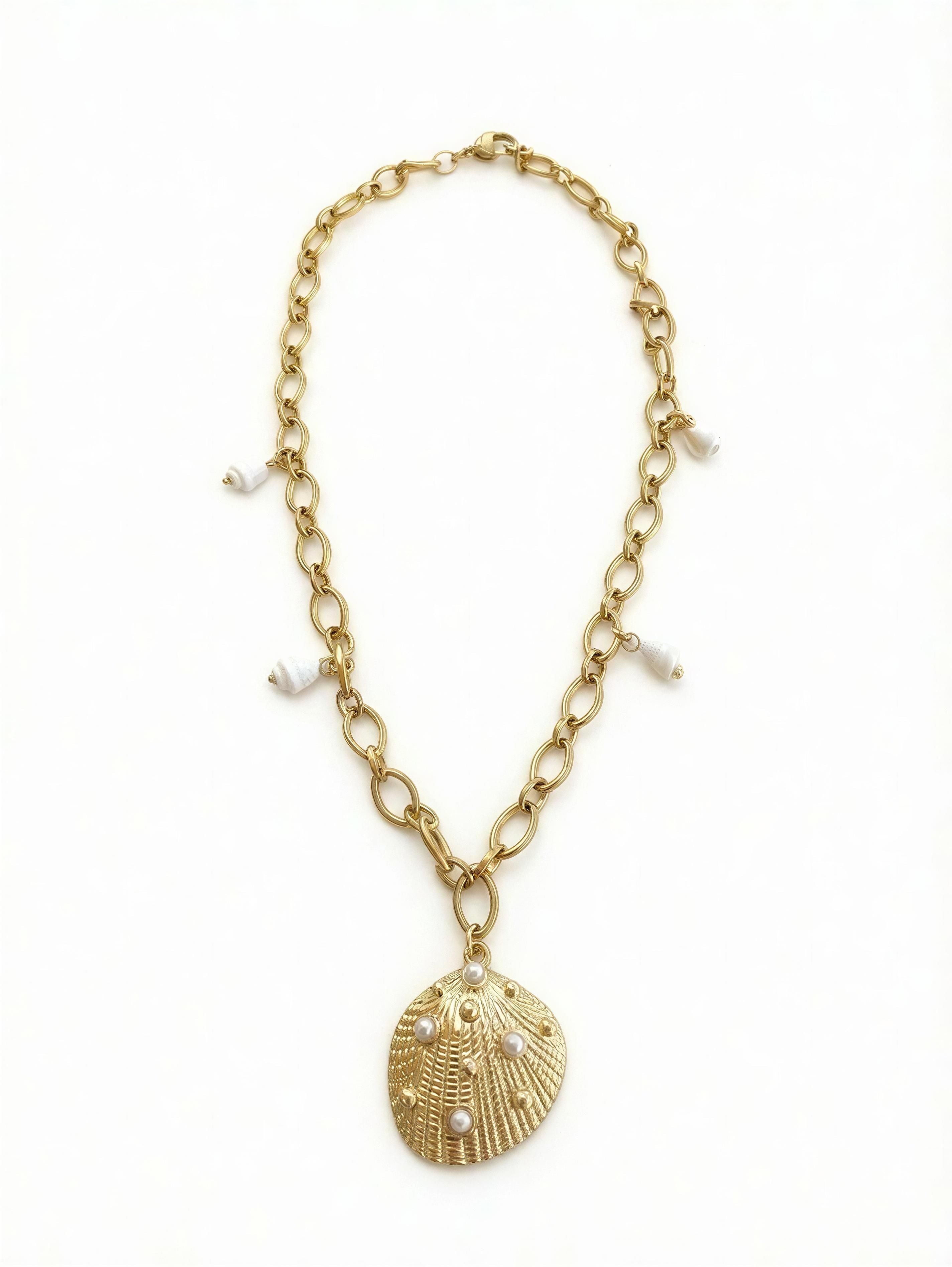 COLLAR CONCHA-PERLAS ACERO