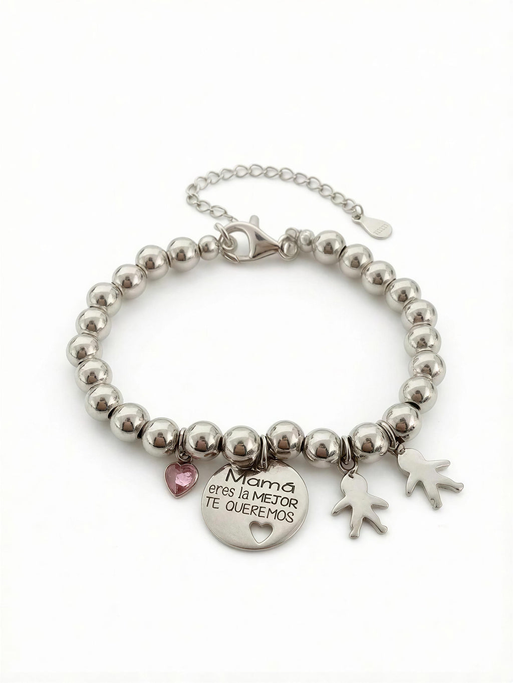 Pulsera Personalizada para Mamá con Siluetas de Niños – Plata de Ley 925
