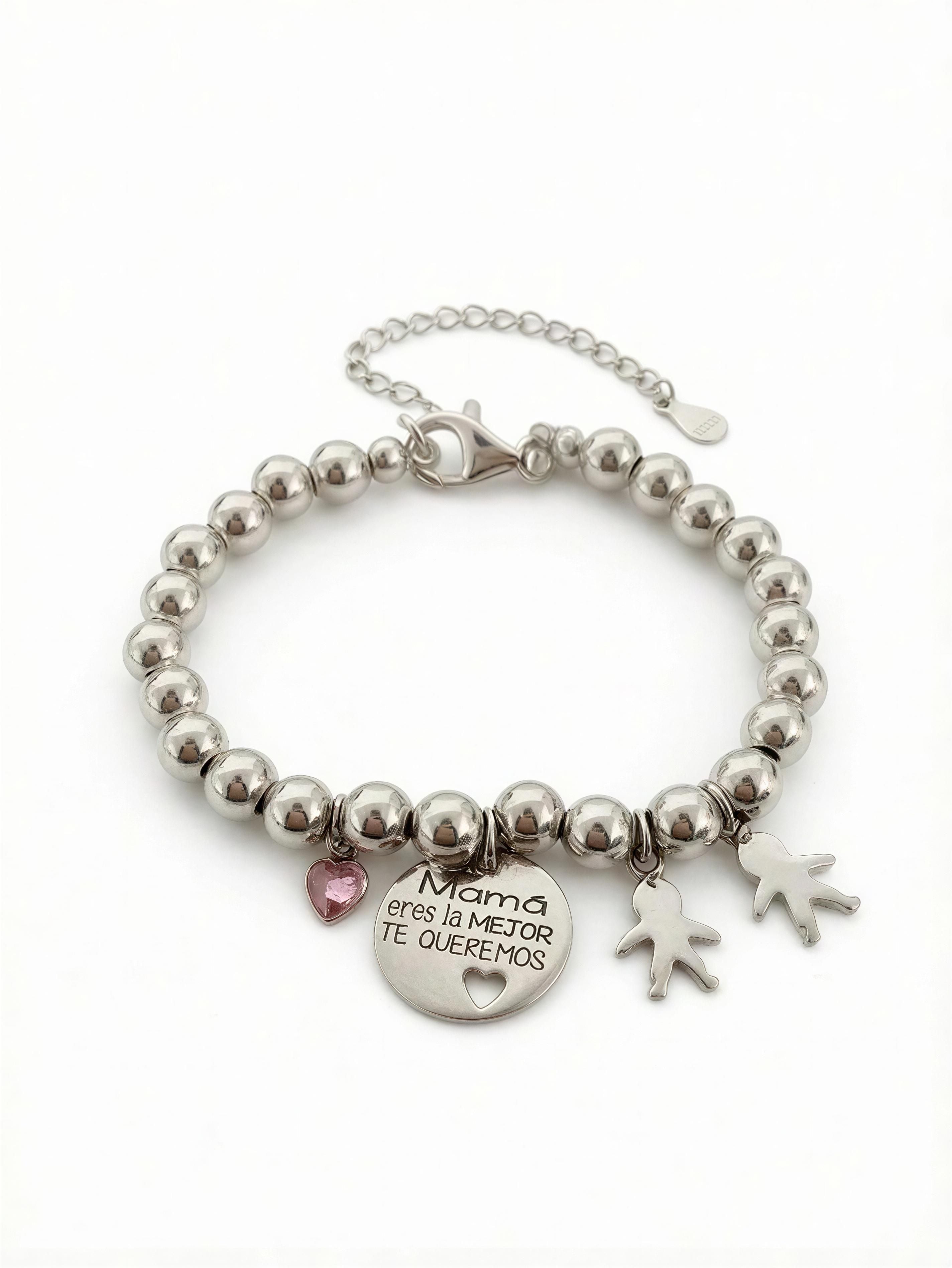 Pulsera Personalizada para Mamá con Siluetas de Niños – Plata de Ley 925