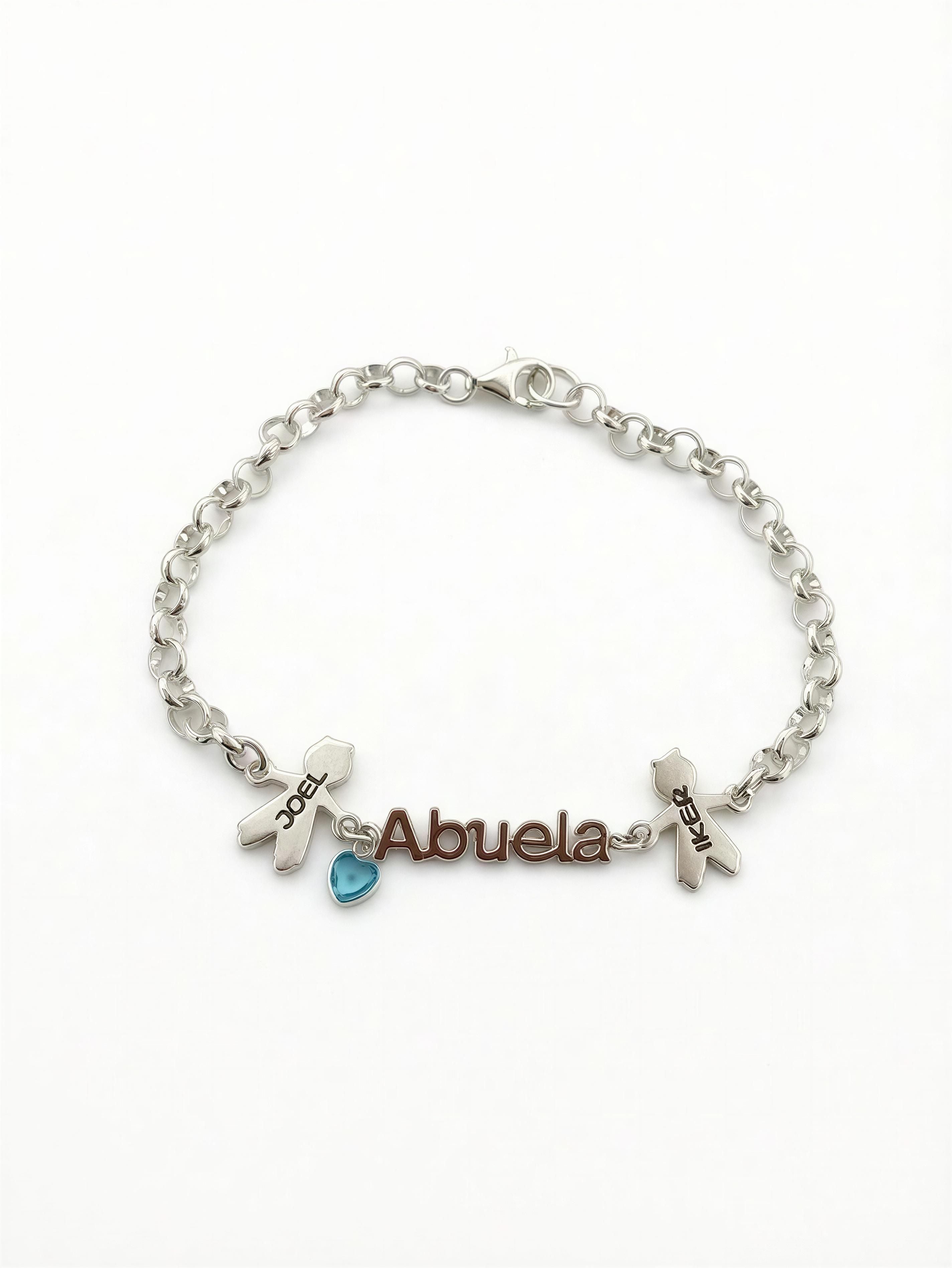Pulsera Personalizada Abuela con Siluetas de Nietos – Plata de Ley 925