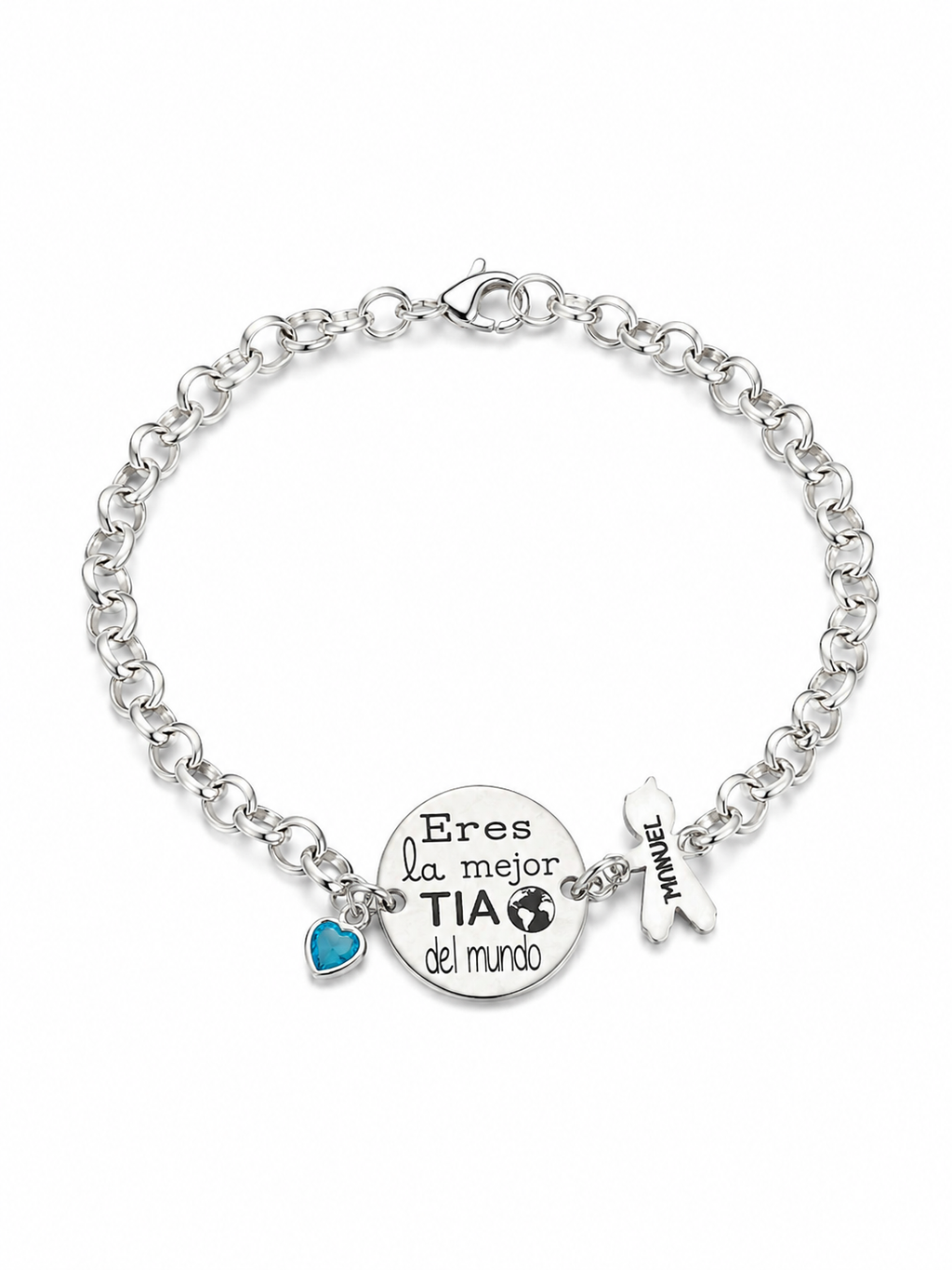 Pulsera Personalizada con Medalla, Silueta y Circonita – Plata de Ley 925