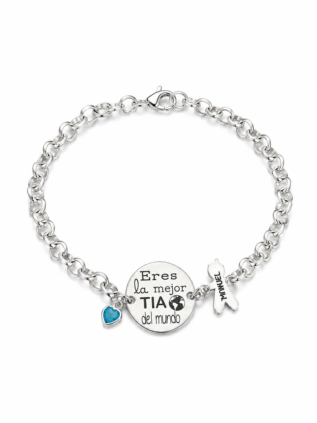 Pulsera Personalizada con Medalla, Silueta y Circonita – Plata de Ley 925