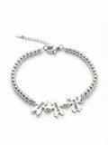 Pulsera Personalizada con Siluetas de Niños y Bolas de Plata – Plata de Ley 925