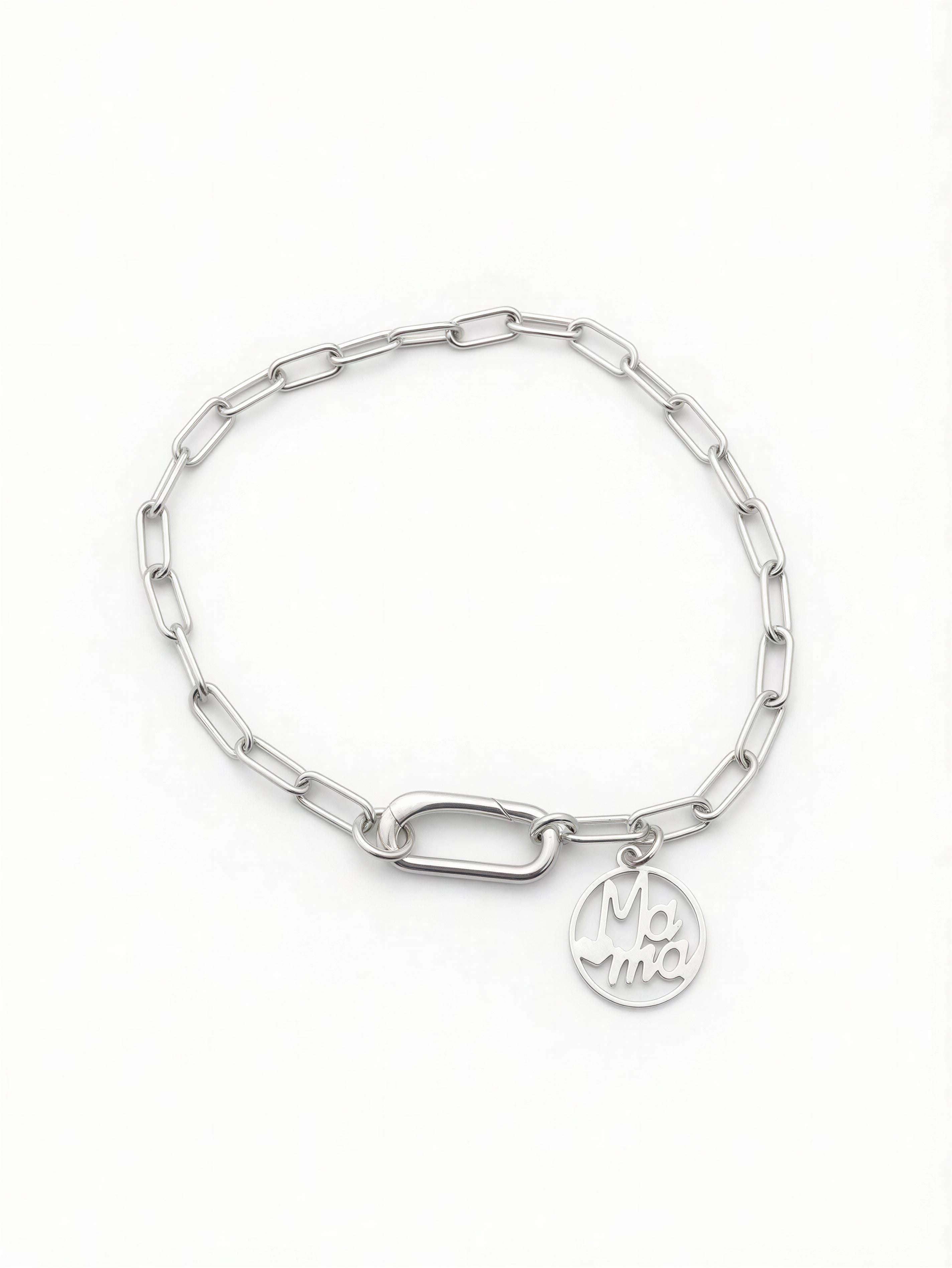 Pulsera Mamá con Cadena de Eslabones – Plata de Ley 925