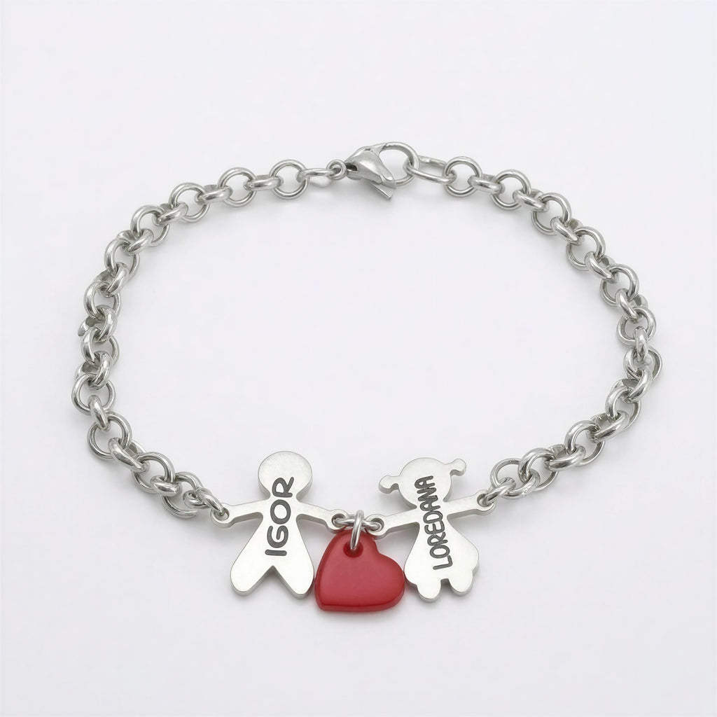 Pulsera Personalizada Niños y Corazón Plex - Acero