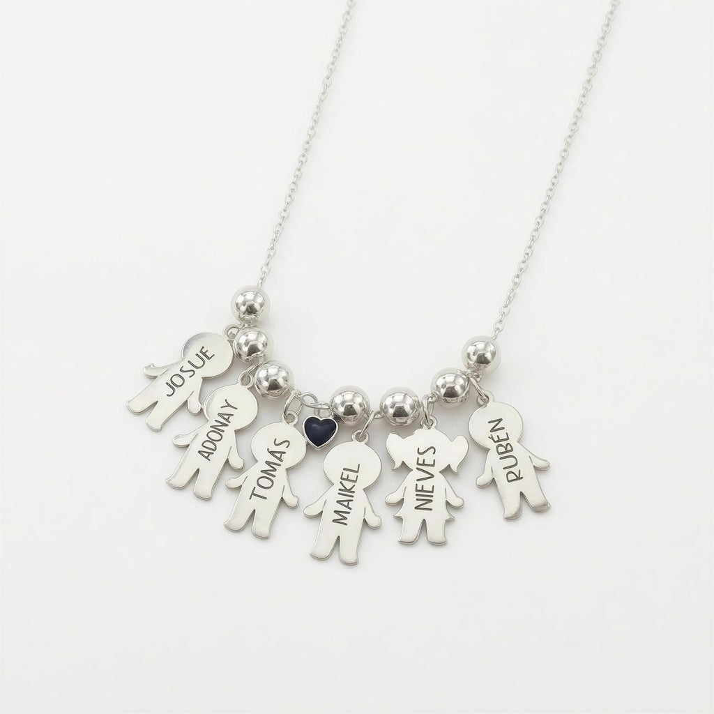 Collar Personalizado con Siluetas de Niños – Plata de Ley 925