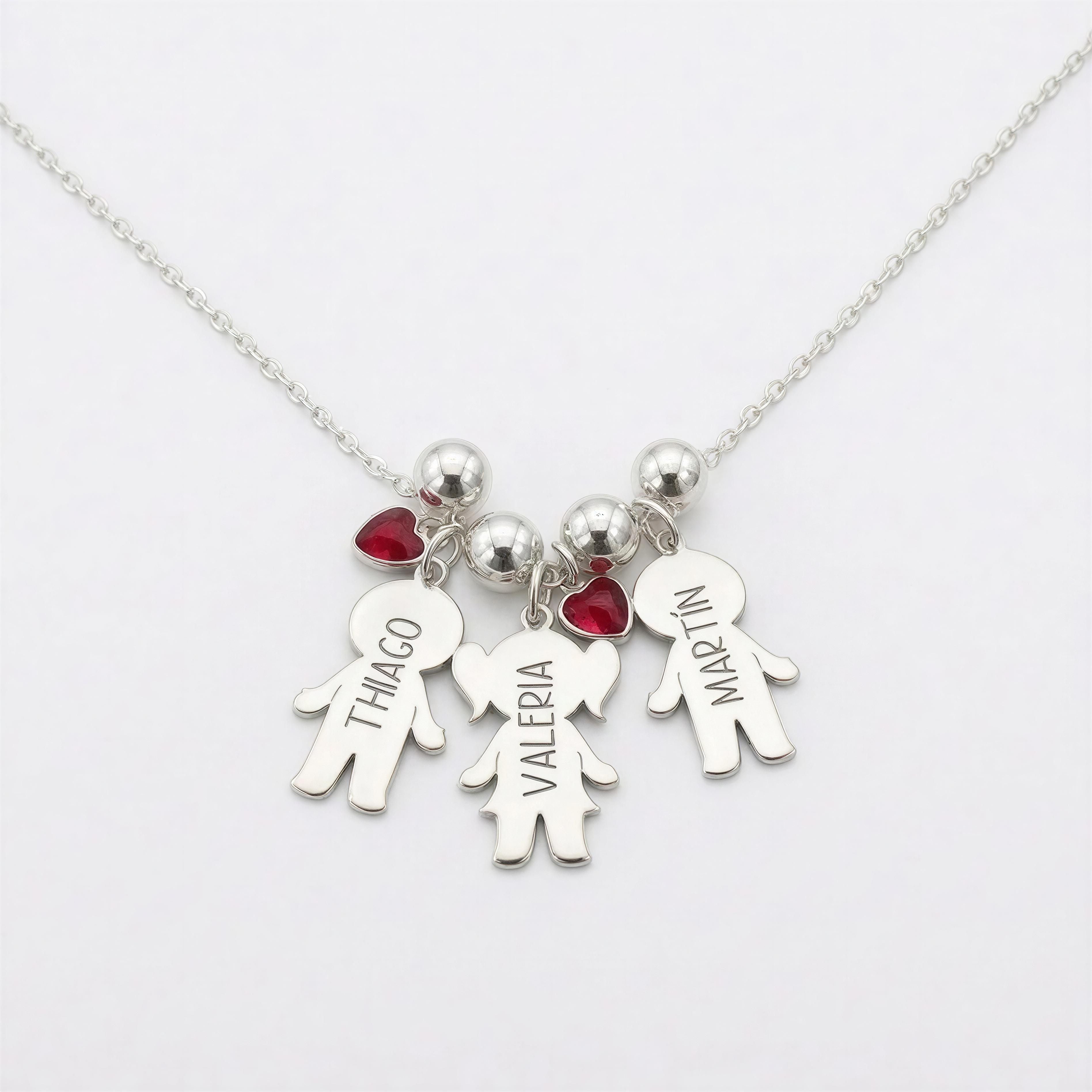 Collar Personalizado con Siluetas de Niños – Plata de Ley 925
