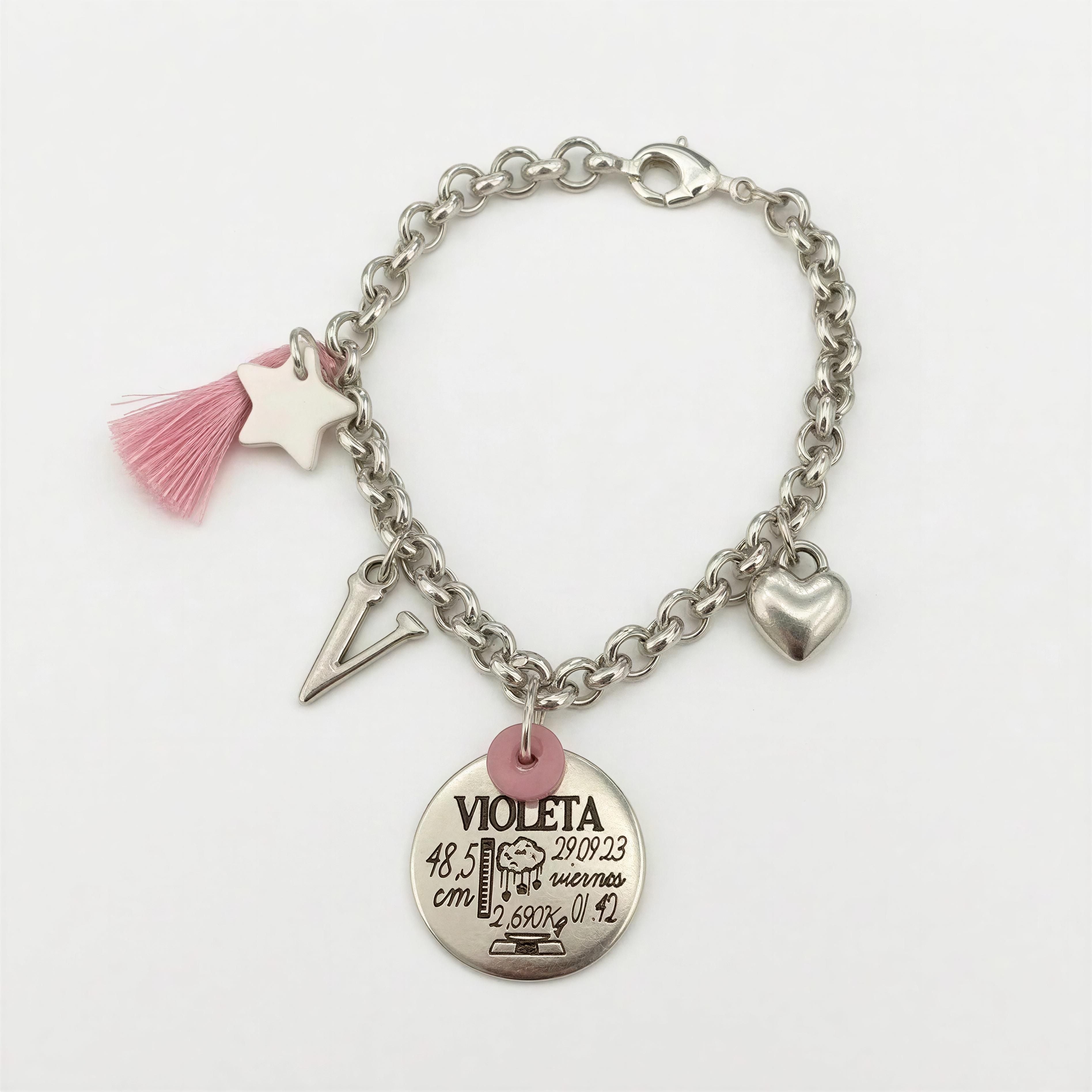 Pulsera Nacimiento Personalizada - Baño de Plata