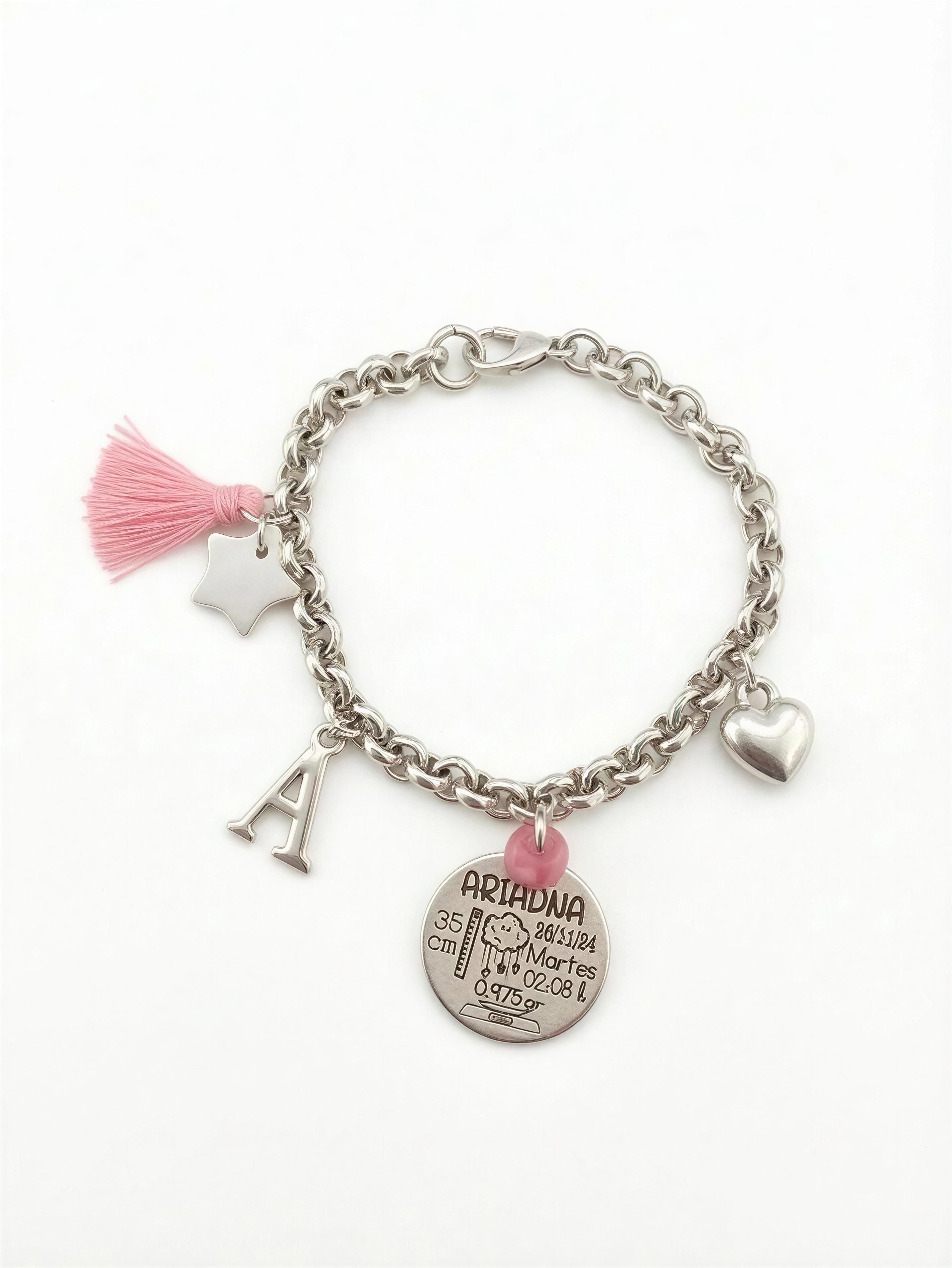 Pulsera Nacimiento Personalizada - Baño de Plata