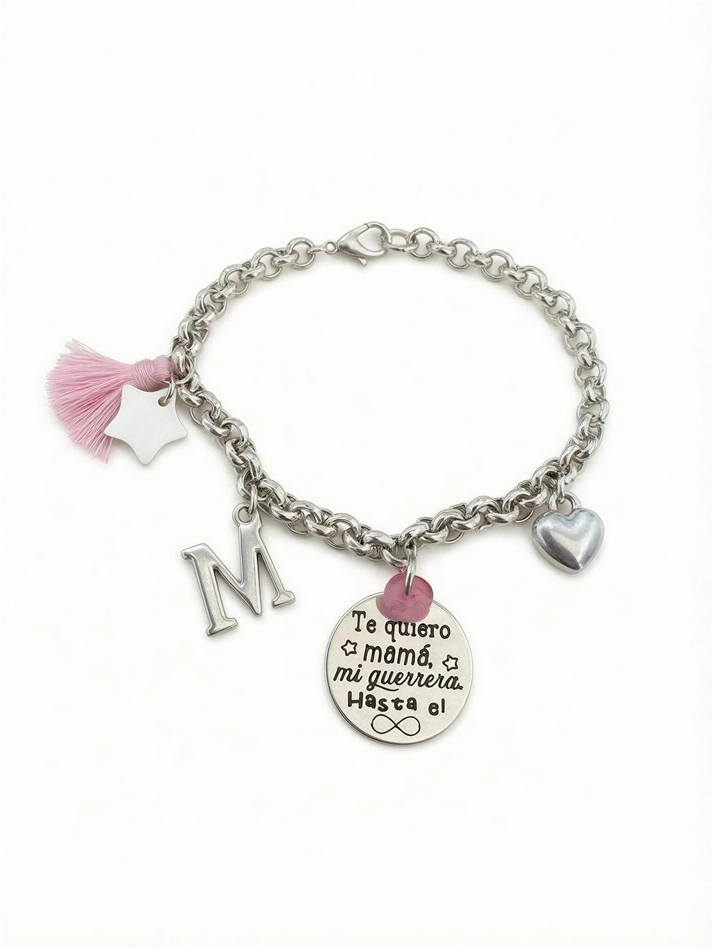 Pulsera con Medalla Personalizada con Inicial - Baño de Plata