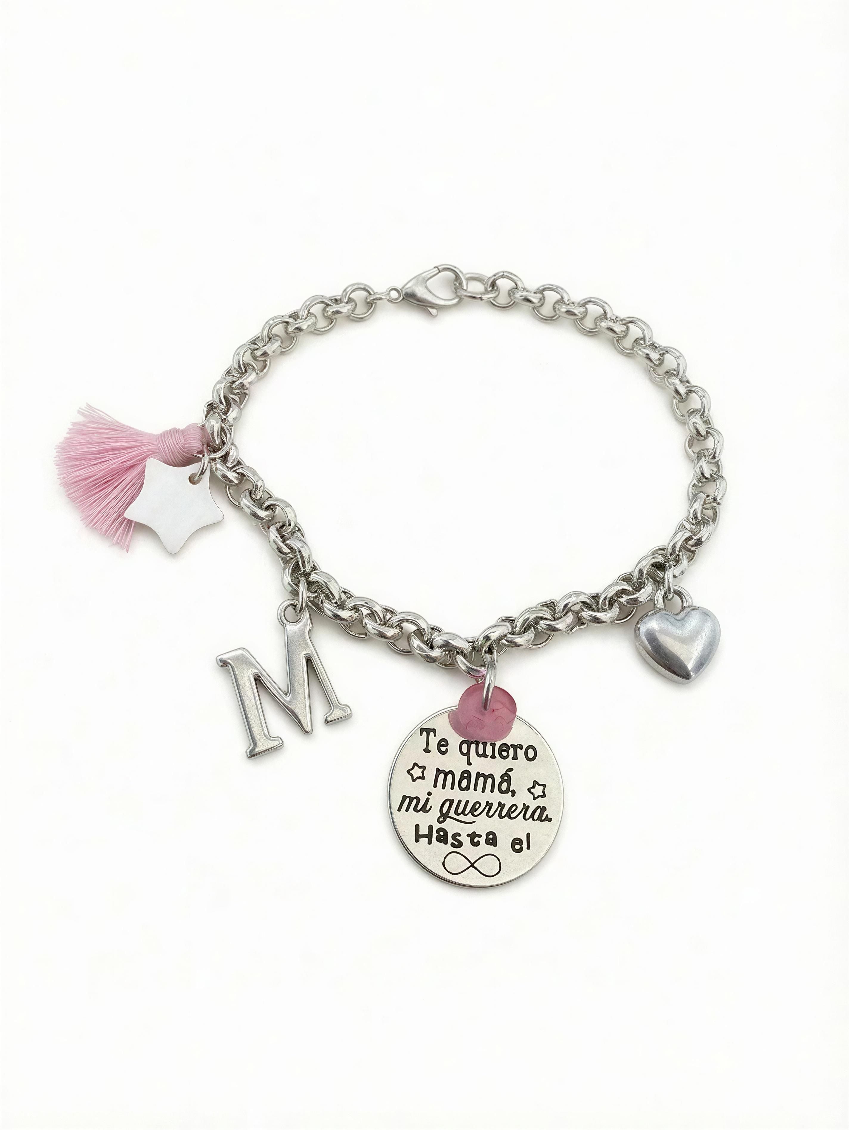 Pulsera con Medalla Personalizada con Inicial - Baño de Plata