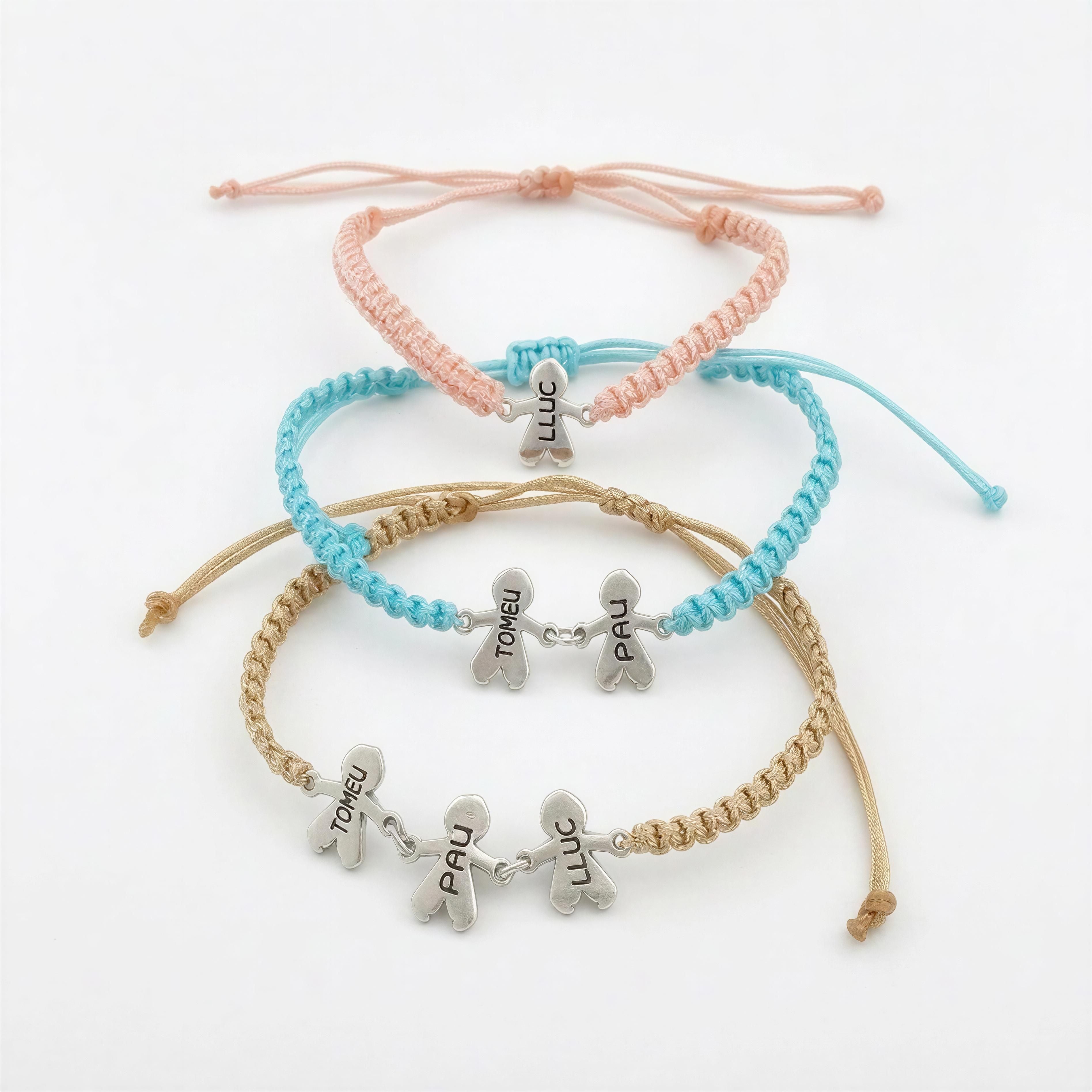 Pulsera Macramé Niños Personalizada - Baño de Plata