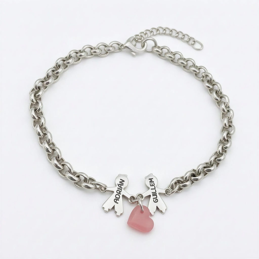 Pulsera Niños Personalizada con Corazón - Baño de Plata