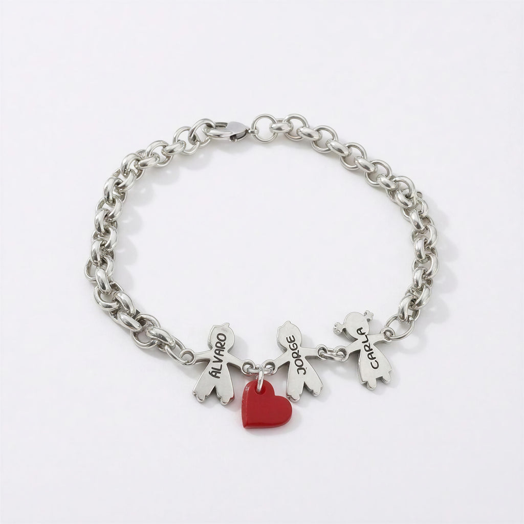 Pulsera Niños Personalizada con Corazón - Baño de Plata