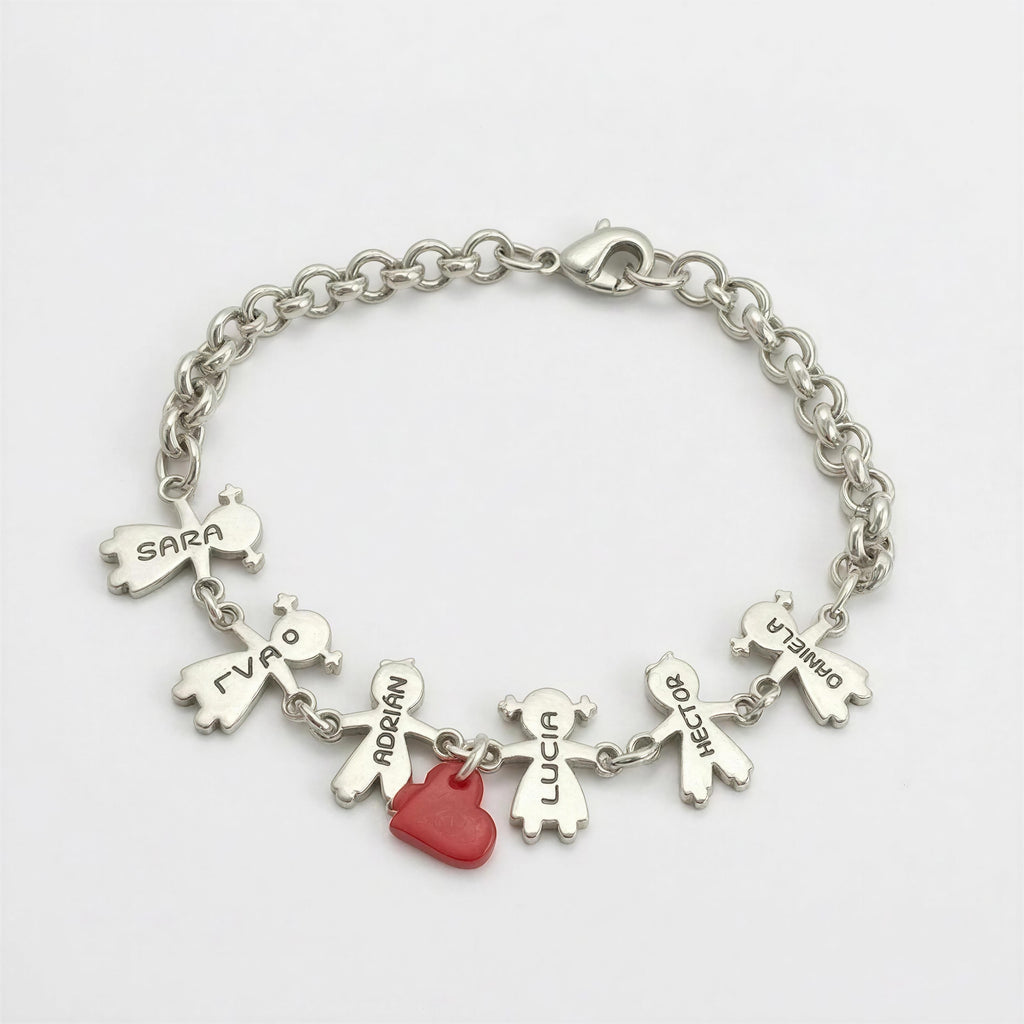 Pulsera Niños Personalizada con Corazón - Baño de Plata