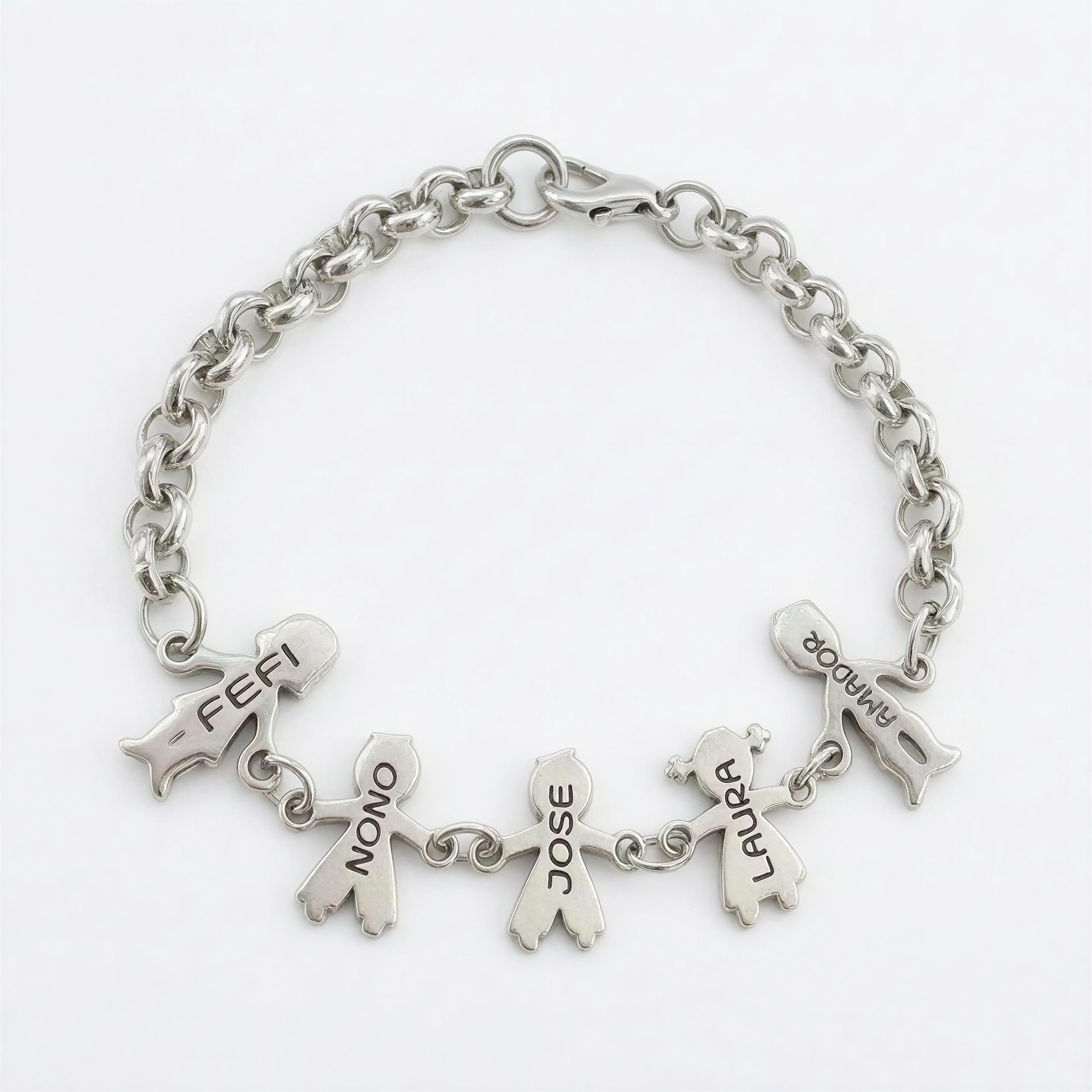 Pulsera Familia Personalizada - Baño de Plata