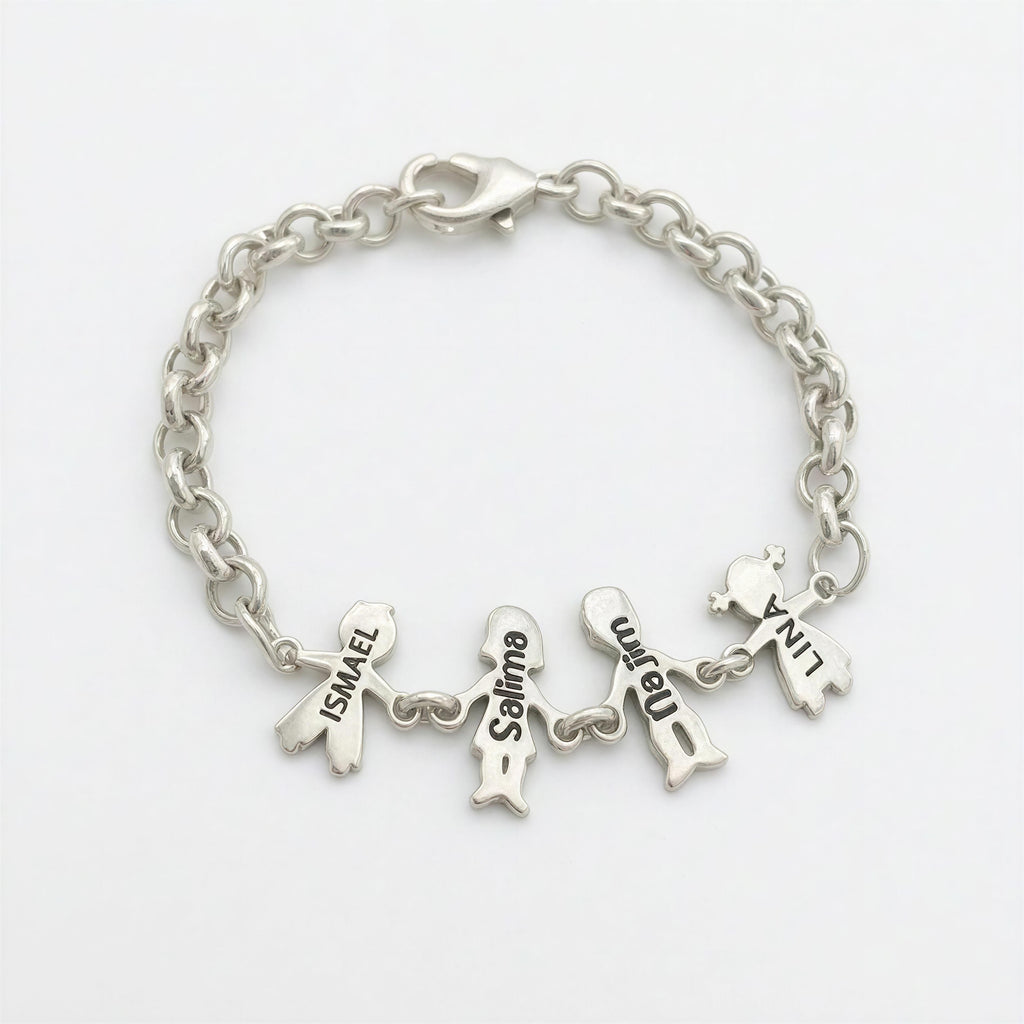 Pulsera Familia Personalizada - Baño de Plata