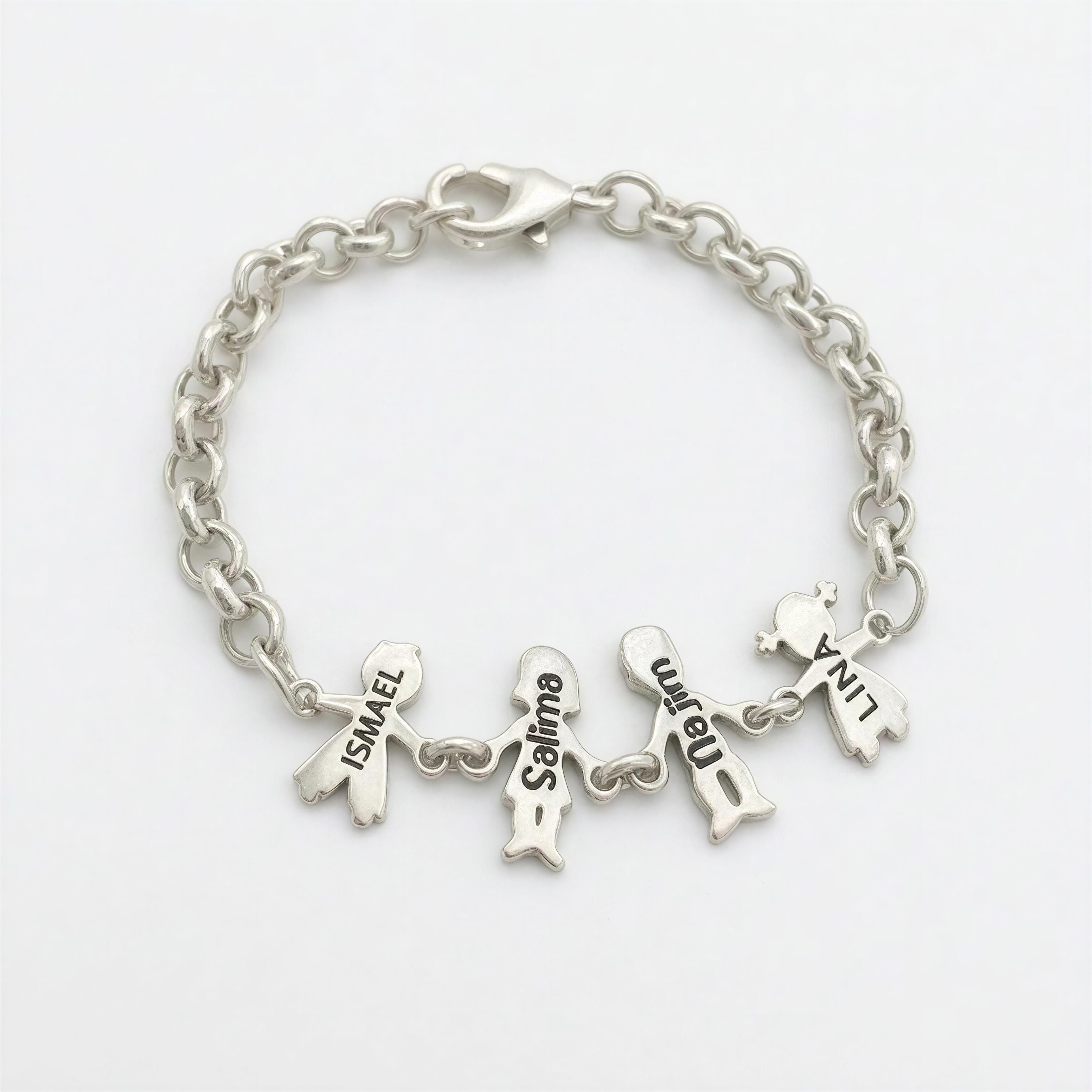 Pulsera Familia Personalizada - Baño de Plata