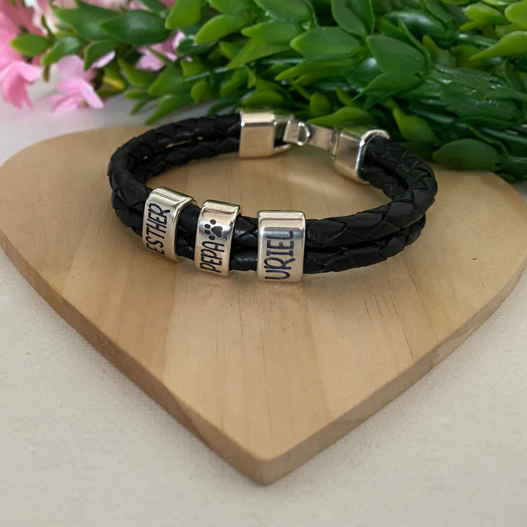 PULSERA CUERO REDONDO ACERO INOXIDABLE