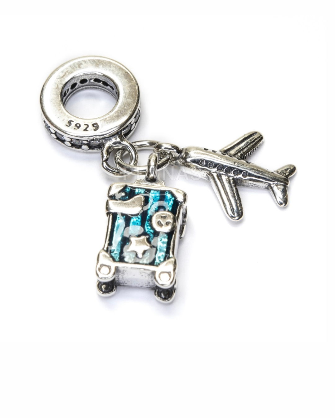 CHARM MALETA Y AVIÓN PLATA DE LEY