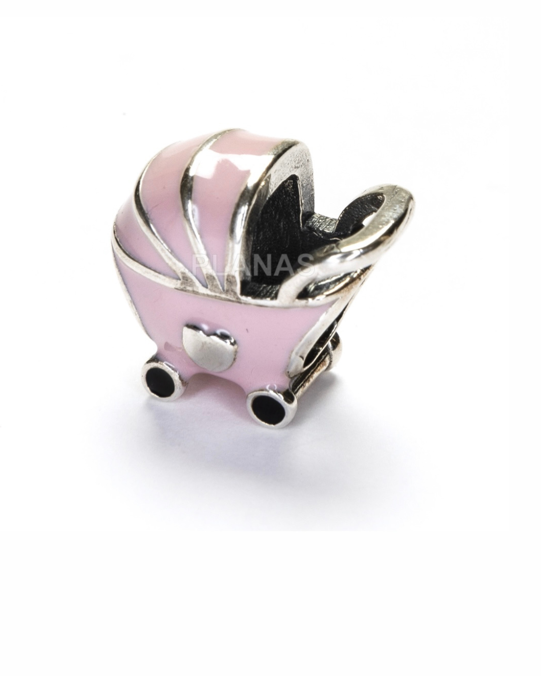 CHARM CARRO BEBÉ ROSA PLATA DE LEY