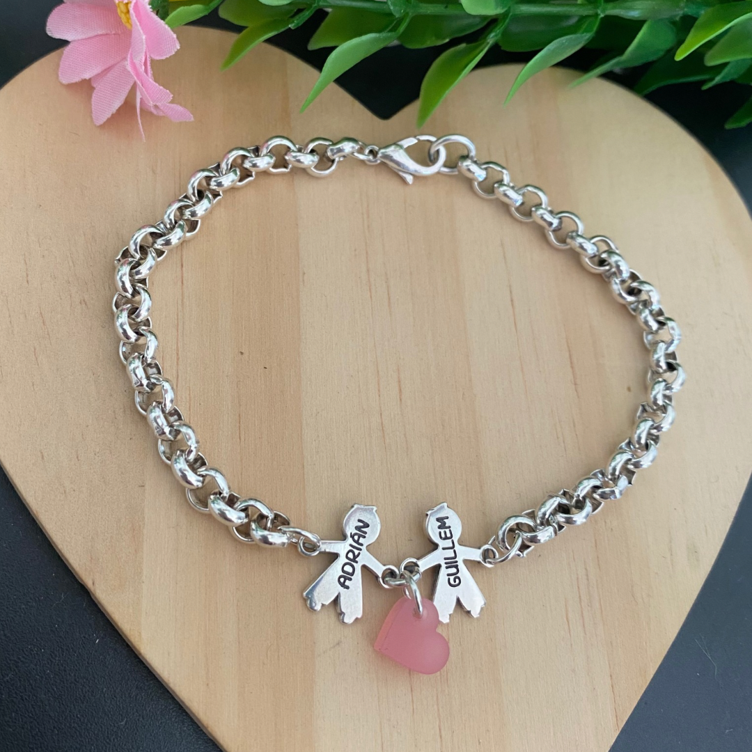 PULSERA NINA CORAZÓN BAÑO PLATA