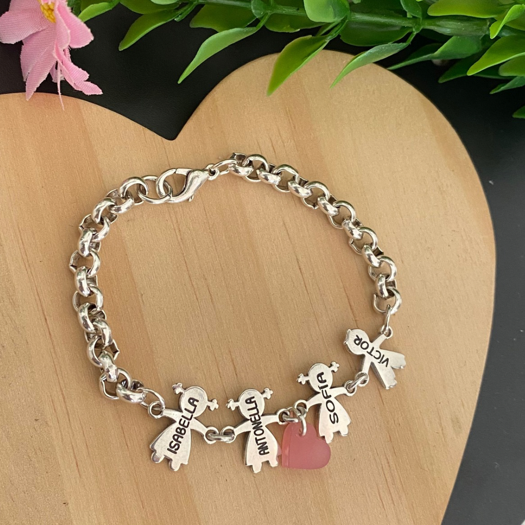 PULSERA NINA CORAZÓN BAÑO PLATA