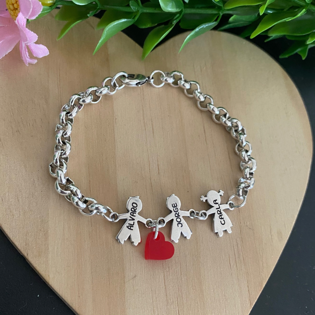 PULSERA NINA CORAZÓN BAÑO PLATA