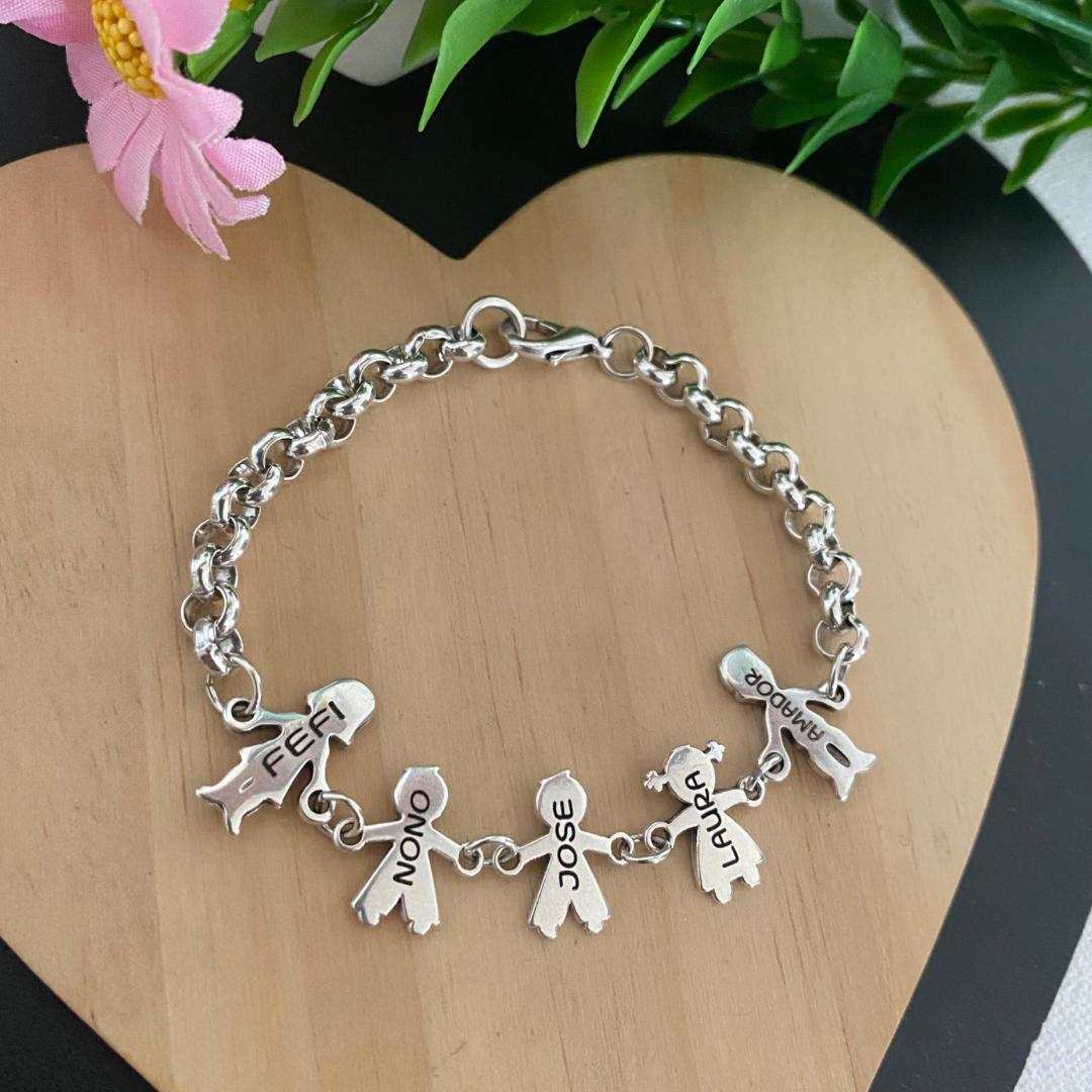 PULSERA PAPÁS BAÑO PLATA