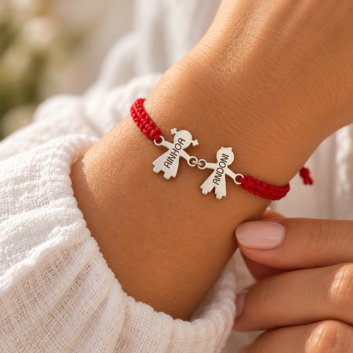 Pulsera Macramé Niños Personalizada - Baño de Plata