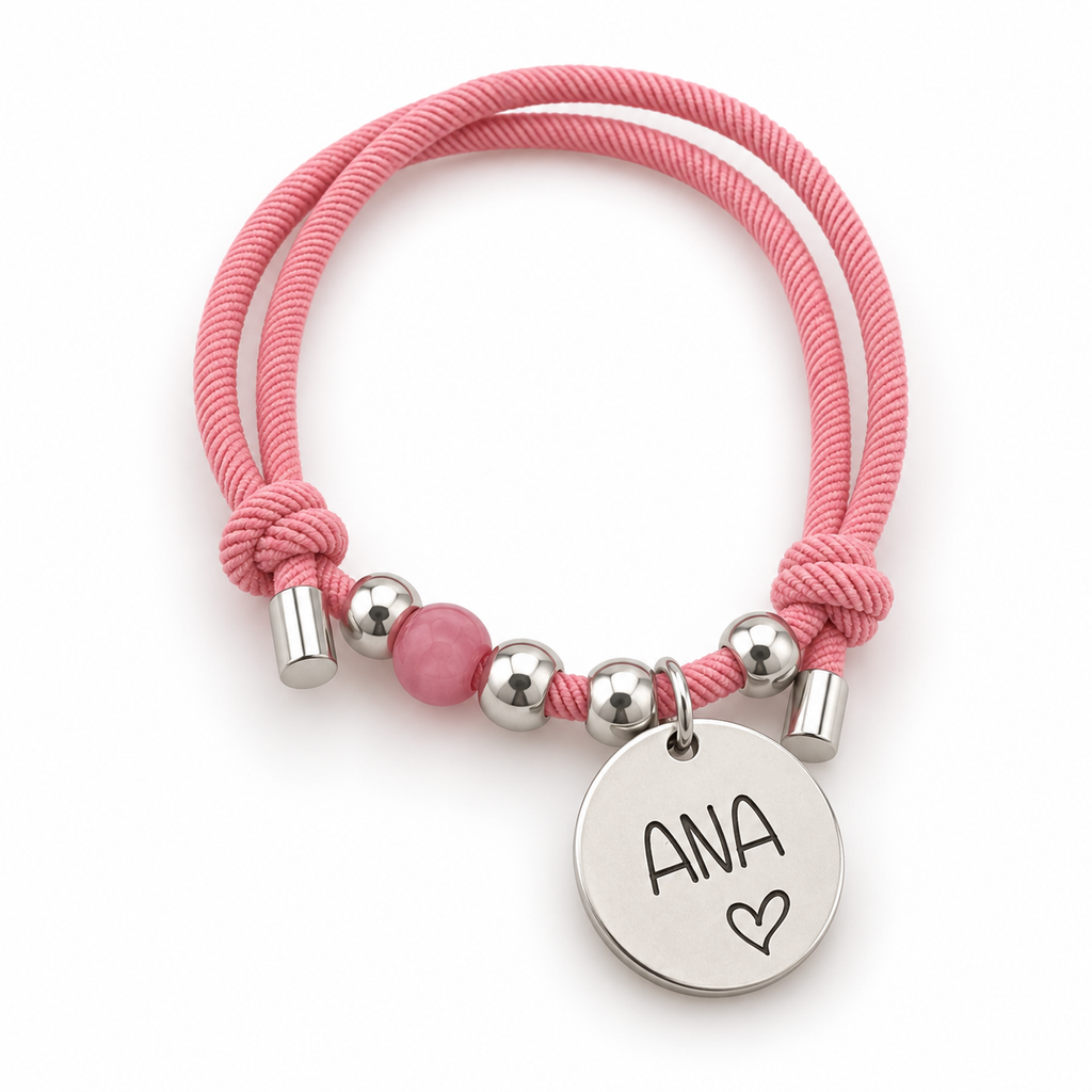 Pulsera Personalizada con Piedra y Bolas de Acero Inoxidable