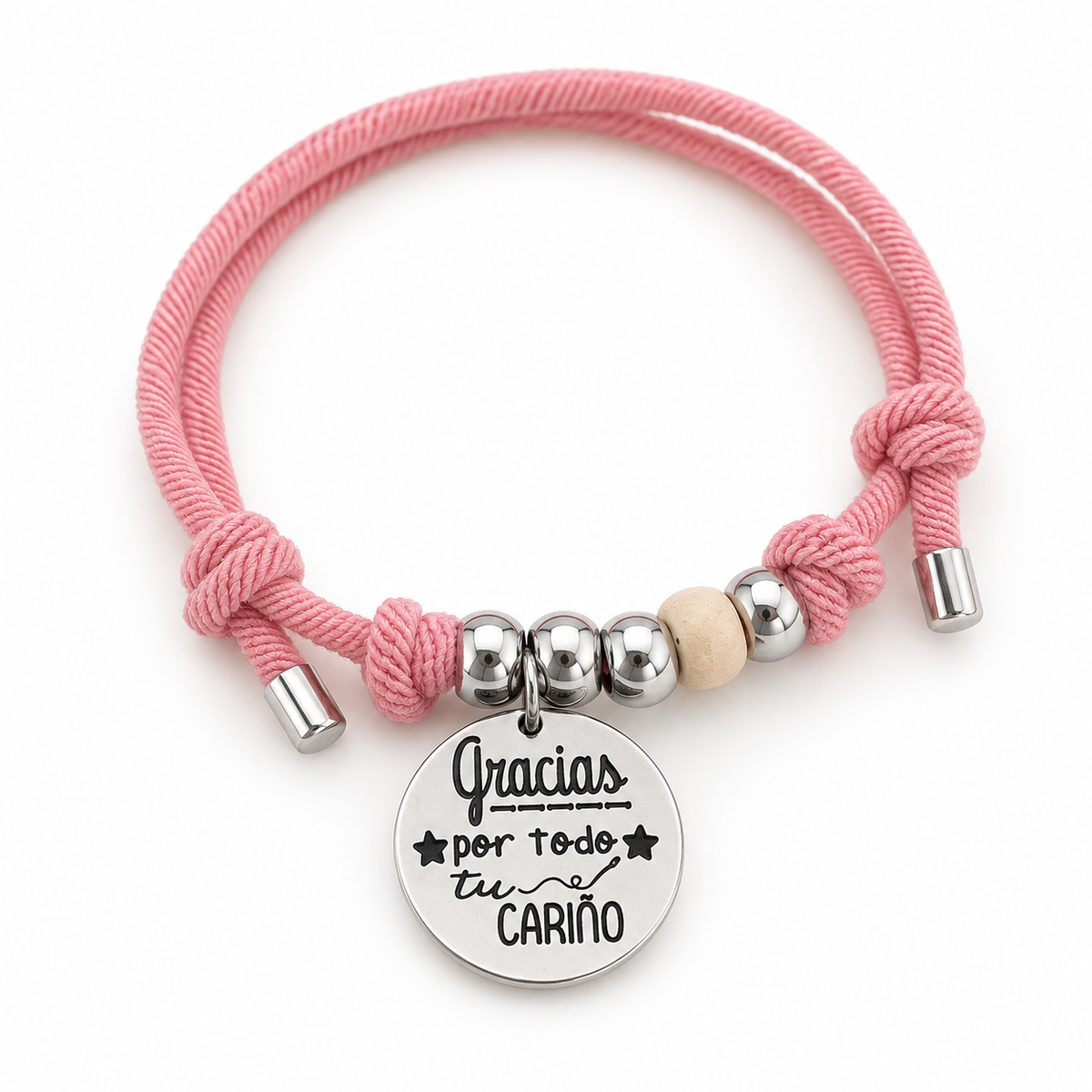 Pulsera Personalizada con Piedra y Bolas de Acero Inoxidable